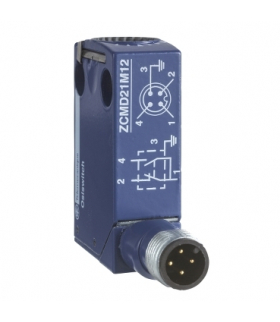 OsiSense XC Korpus łącznika krańcowego działanie migowe 1NC+1NO posrebrzane konektor M12, ZCMD21C12 Schneider Electric