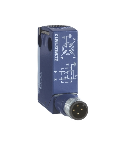 OsiSense XC Korpus łącznika krańcowego działanie migowe 1NC+1NO posrebrzane konektor M12, ZCMD21C12 Schneider Electric