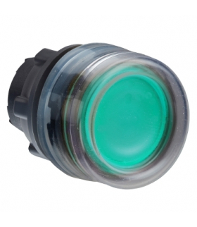 Harmony XB5 Główka przycisku płaskiego z samopowrotem LED okapturzona zielona plastikowa, ZB5AW533 Schneider Electric