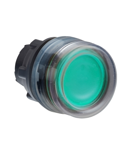 Harmony XB5 Główka przycisku płaskiego z samopowrotem LED okapturzona zielona plastikowa, ZB5AW533 Schneider Electric
