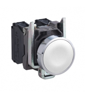 White flush complete pushbutton Ø22 spring return 1NO "unmarked", XB4BACUST01 Schneider Electric