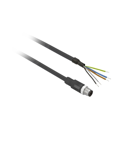 Konektor okablowany XZ - prosty męski, M12, 4-pinowe, - przew. PUR 2m, XZCP1541L2 Schneider Electric