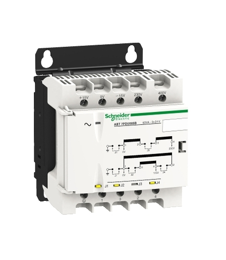 Phaseo ABT7/ABL6, separacyjny transformator napięcia, 230...400 V, 2 x 24 V, 63 VA, ABT7PDU006B Schneider Electric
