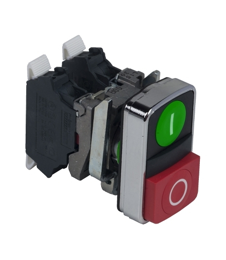 Harmony XB4 Przycisk wielogłówkowy, Podświetlany, Zielony płaski, Czerwony wystający, 1 NO + 1 NC, XB4BL734155 Schneider Electri