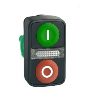 Harmony XB5 Główka przycisku podwójnego płaskiego zielona/czerwona z oznaczeniem plastikowa, ZB5AW7A3741 Schneider Electric