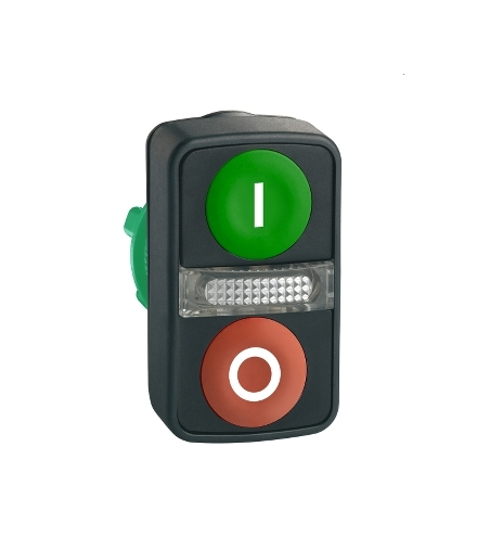 Harmony XB5 Główka przycisku podwójnego płaskiego zielona/czerwona z oznaczeniem plastikowa, ZB5AW7A3741 Schneider Electric