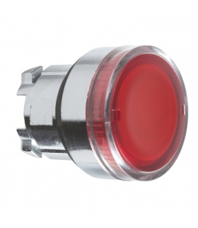 Harmony XB4 Główka przycisku płaskiego z samopowrotem, żarówka BA9s, czerwona metalowa, ZB4BW34 Schneider Electric