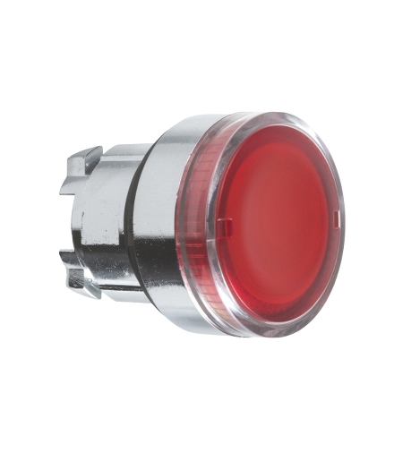 Harmony XB4 Główka przycisku płaskiego z samopowrotem, żarówka BA9s, czerwona metalowa, ZB4BW34 Schneider Electric