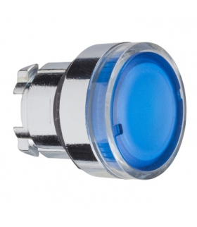 Harmony XB4 Główka przycisku płaskiego z samopowrotem, żarówka BA9s, niebieska metalowa, ZB4BW36 Schneider Electric