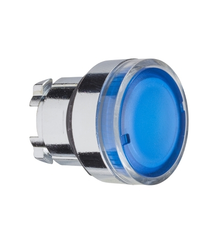 Harmony XB4 Główka przycisku płaskiego z samopowrotem, żarówka BA9s, niebieska metalowa, ZB4BW36 Schneider Electric