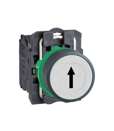 Harmony XB5 Przycisk płaski biały, plastikowy, oznaczony strzałka UP, XB5AA3341 Schneider Electric