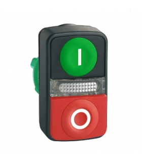 Harmony XB5 Główka przycisku podwójnego płaski/wystający, zielony/czerwony LED, ZB5AW7L3741 Schneider Electric