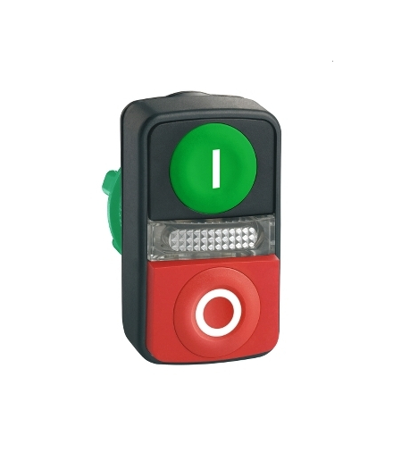 Harmony XB5 Główka przycisku podwójnego płaski/wystający, zielony/czerwony LED, ZB5AW7L3741 Schneider Electric