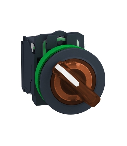 Harmony XB5 Przełącznik podświetlany zlicowany plastik pomarańczowy Ø30 2 pozycyjny stabilny 24 V AC/DC 1 NO + 1 NC, XB5FK125B5 