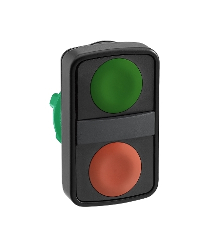 Harmony XB5 Główka przycisku podwójnego płaski zielony/czerwony z samopowrotem metalowy, ZB5AA7340 Schneider Electric