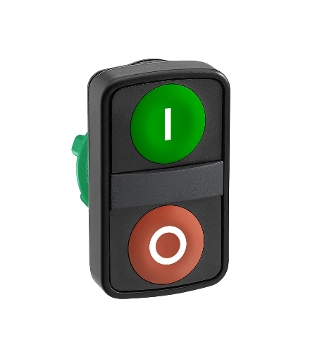 Harmony XB5 Główka przycisku podwójnego płaski zielony/czerwony z samopowrotem metalowy, ZB5AA7341 Schneider Electric