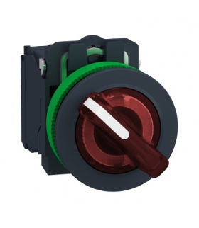 Harmony XB5 Przełącznik podświetlany zlicowany plastik czerwony Ø30 2 pozycyjny stabilny 24 V AC/DC 1 NO + 1 NC, XB5FK124B5 Schn