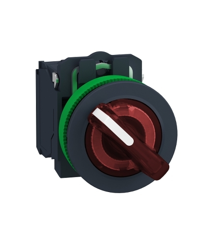 Harmony XB5 Przełącznik podświetlany zlicowany plastik czerwony Ø30 2 pozycyjny stabilny 24 V AC/DC 1 NO + 1 NC, XB5FK124B5 Schn