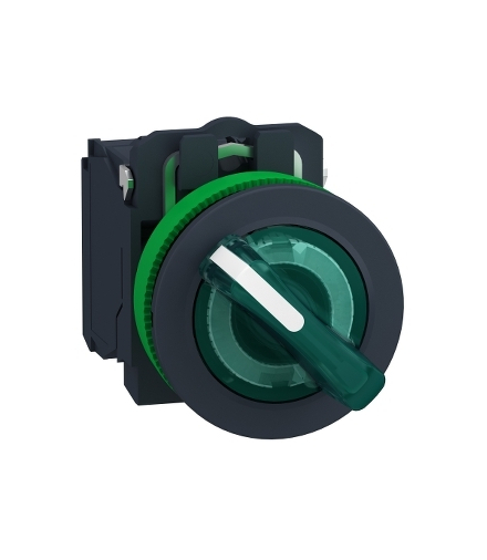 Harmony XB5 Przełącznik podświetlany zlicowany plastik zielony Ø30 2 pozycyjny stabilny 230...240 V AC 1 NO + 1 NC, XB5FK123M5 S