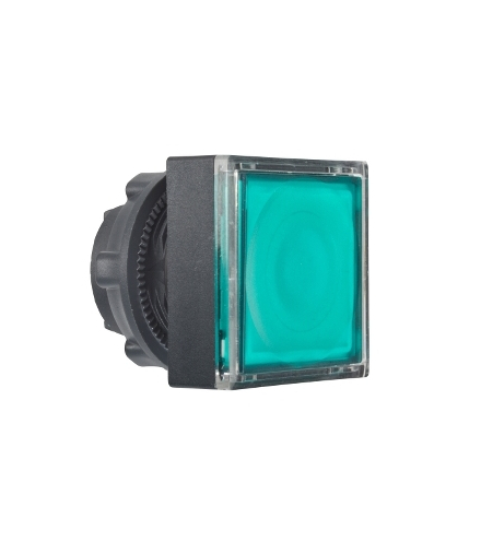 Harmony XB5 Napęd przycisku płaskiego kwadratowy zielony z samoczynnym powrotem LED plastikowy, ZB5CW333 Schneider Electric