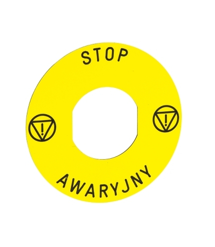 Harmony XB5 Okrągła etykieta, "STOP AWARYJNY", 30 mm, 60 mm, Żółte tło, ZBY9PL30 Schneider Electric