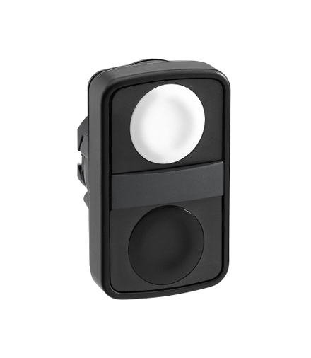 Harmony XB5 Główka przycisku podwójnego biały/czarny z samopowrotem metalowy nieoznakowany, ZB5AA7120 Schneider Electric