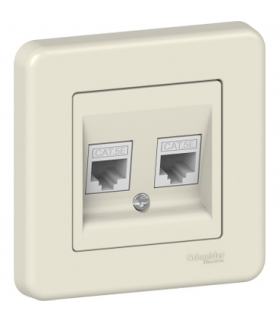 Leona Gniazdo komputerowe 2xRJ45 kat.5, kremowy Schneider LNA4400123