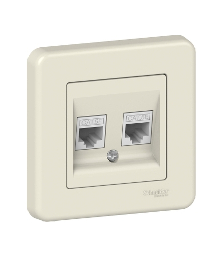 Leona Gniazdo komputerowe 2xRJ45 kat.5, kremowy Schneider LNA4400123