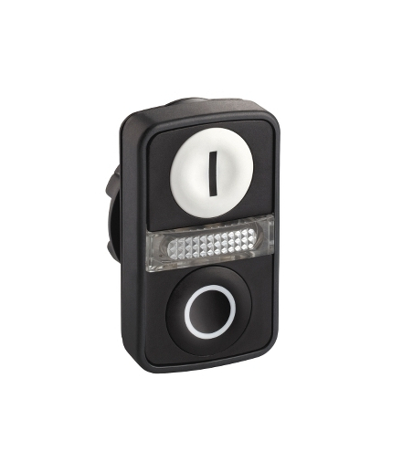 Harmony XB5 Główka przycisku podwójnego płaskiego biała/czarna z oznaczeniem plastikowa, ZB5AW7A1721 Schneider Electric