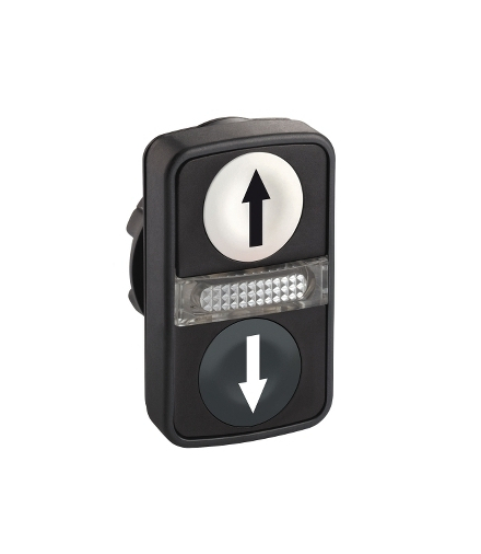 Harmony XB5 Główka przycisku podwójnego płaski/płaski z samopowrotem LED plastikowa, ZB5AW7A1724 Schneider Electric