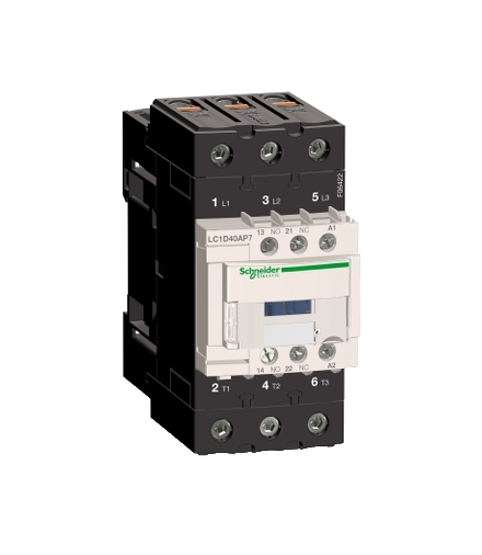 Stycznik mocy TeSys D 40A 3P 1NO 1NC cewka 230VAC zaciski EVK skrzynkowe, LC1D40AP7 Schneider Electric