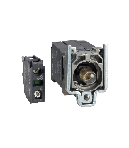 Harmony XB4 Korpus przycisku z elementem świetlnym z żarówką BA9s 110/120V metalowy 1NO, ZB4BW031 Schneider Electric
