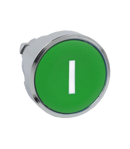 Harmony XB4 Główka przycisku płaskiego metalowego, zielona z oznaczeniem, ZB4BA331 Schneider Electric