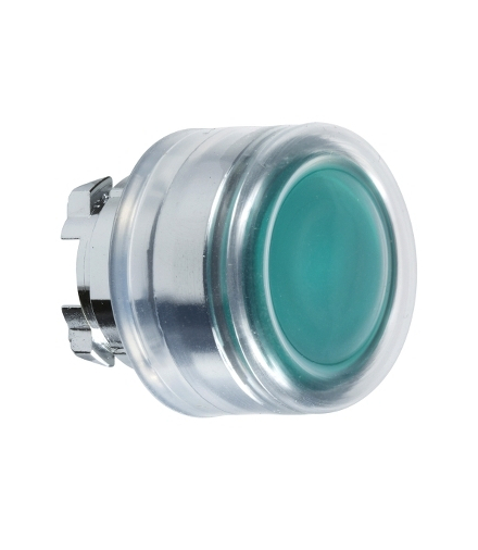 Harmony XB4 Główka przycisku płaskiego z samoczynnym powrotem LED okapturzona zielona metalowa, ZB4BW533 Schneider Electric