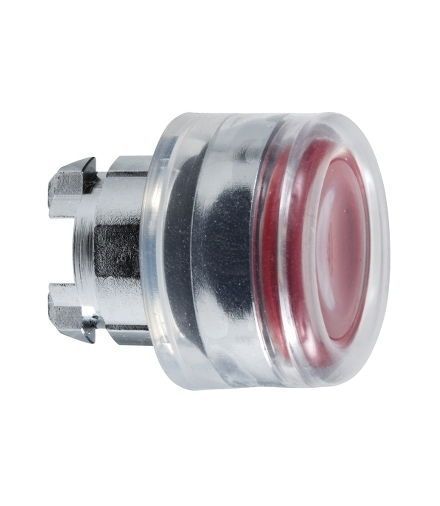 Harmony XB4 Główka przycisku płaskiego z samoczynnym powrotem LED okapturzona czerwona metalowa, ZB4BW543 Schneider Electric