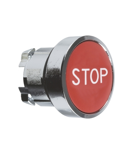 Harmony XB4 Główka przycisku płaskiego metalowego, czerwona z oznaczeniem, ZB4BA434 Schneider Electric