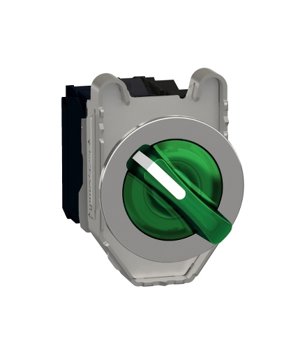 Harmony XB4 Przełącznik podświetlany zlicowany metal zielony Ø30 3 pozycyjny stabilny 110...120 V AC 1 NO + 1 NC, XB4FK133G5 Sch