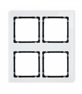 DECO Ramka modułowa 4 krotna (2 poziom, 2 pion) - efekt szkła (ramka biała, spód czarny) Karlik 0-12-DRSM-2x2