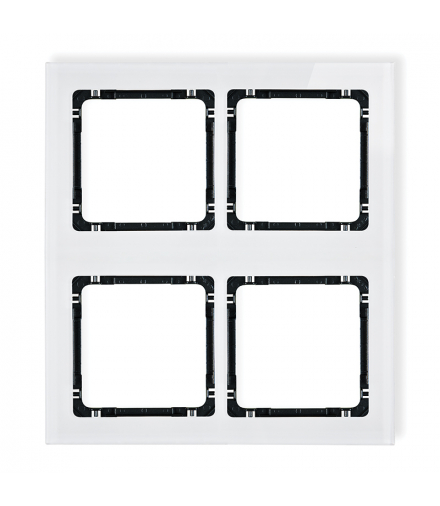DECO Ramka modułowa 4 krotna (2 poziom, 2 pion) - efekt szkła (ramka biała, spód czarny) Karlik 0-12-DRSM-2x2
