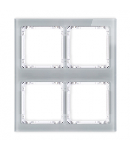 DECO Ramka modułowa 4 krotna (2 poziom, 2 pion) - efekt szkła (ramka szara, spód biała) Karlik 15-0-DRSM-2x2