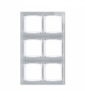 DECO Ramka modułowa 6 krotna (2 poziom, 3 pion) - efekt szkła (ramka szara, spód biała) Karlik 15-0-DRSM-2x3