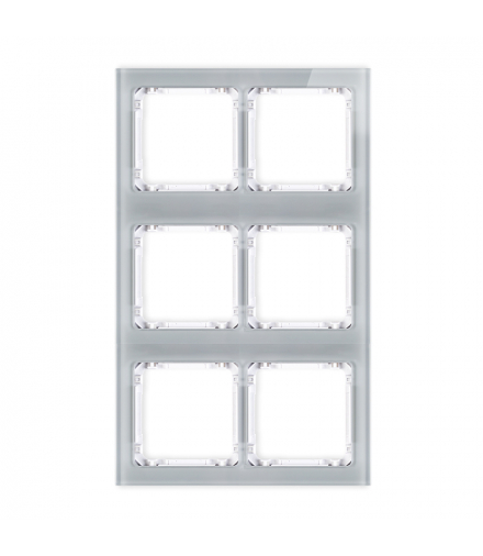 DECO Ramka modułowa 6 krotna (2 poziom, 3 pion) - efekt szkła (ramka szara, spód biała) Karlik 15-0-DRSM-2x3