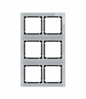 DECO Ramka modułowa 6 krotna (2 poziom, 3 pion) - efekt szkła (ramka szara, spód czarny) Karlik 15-12-DRSM-2x3