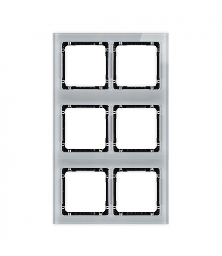 DECO Ramka modułowa 6 krotna (2 poziom, 3 pion) - efekt szkła (ramka szara, spód czarny) Karlik 15-12-DRSM-2x3