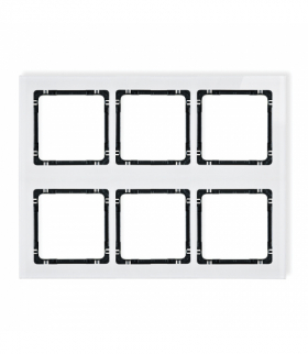 DECO Ramka modułowa 6 krotna (3 poziom, 2 pion) - efekt szkła (ramka biała, spód czarny) Karlik 0-12-DRSM-3x2