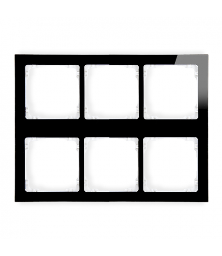 DECO Ramka modułowa 6 krotna (3 poziom, 2 pion) - efekt szkła (ramka czarna, spód biała) Karlik 12-0-DRSM-3x2