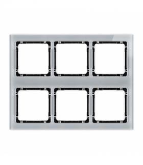 DECO Ramka modułowa 6 krotna (3 poziom, 2 pion) - efekt szkła (ramka szara, spód czarny) Karlik 15-12-DRSM-3x2