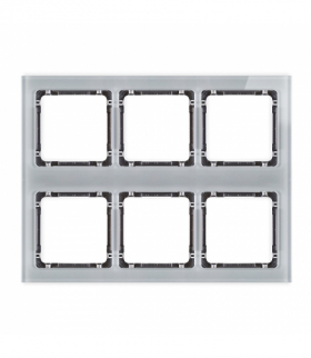 DECO Ramka modułowa 6 krotna (3 poziom, 2 pion) - efekt szkła (ramka szara, spód grafitowy) Karlik 15-11-DRSM-3x2
