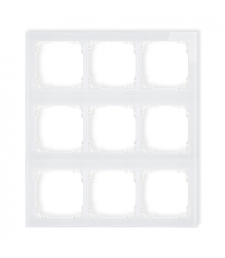 DECO Ramka modułowa 9 krotna (3 poziom, 3 pion) - efekt szkła (ramka biała, spód biała) Karlik 0-0-DRSM-3x3