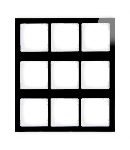 DECO Ramka modułowa 9 krotna (3 poziom, 3 pion) - efekt szkła (ramka czarna, spód biała) Karlik 12-0-DRSM-3x3